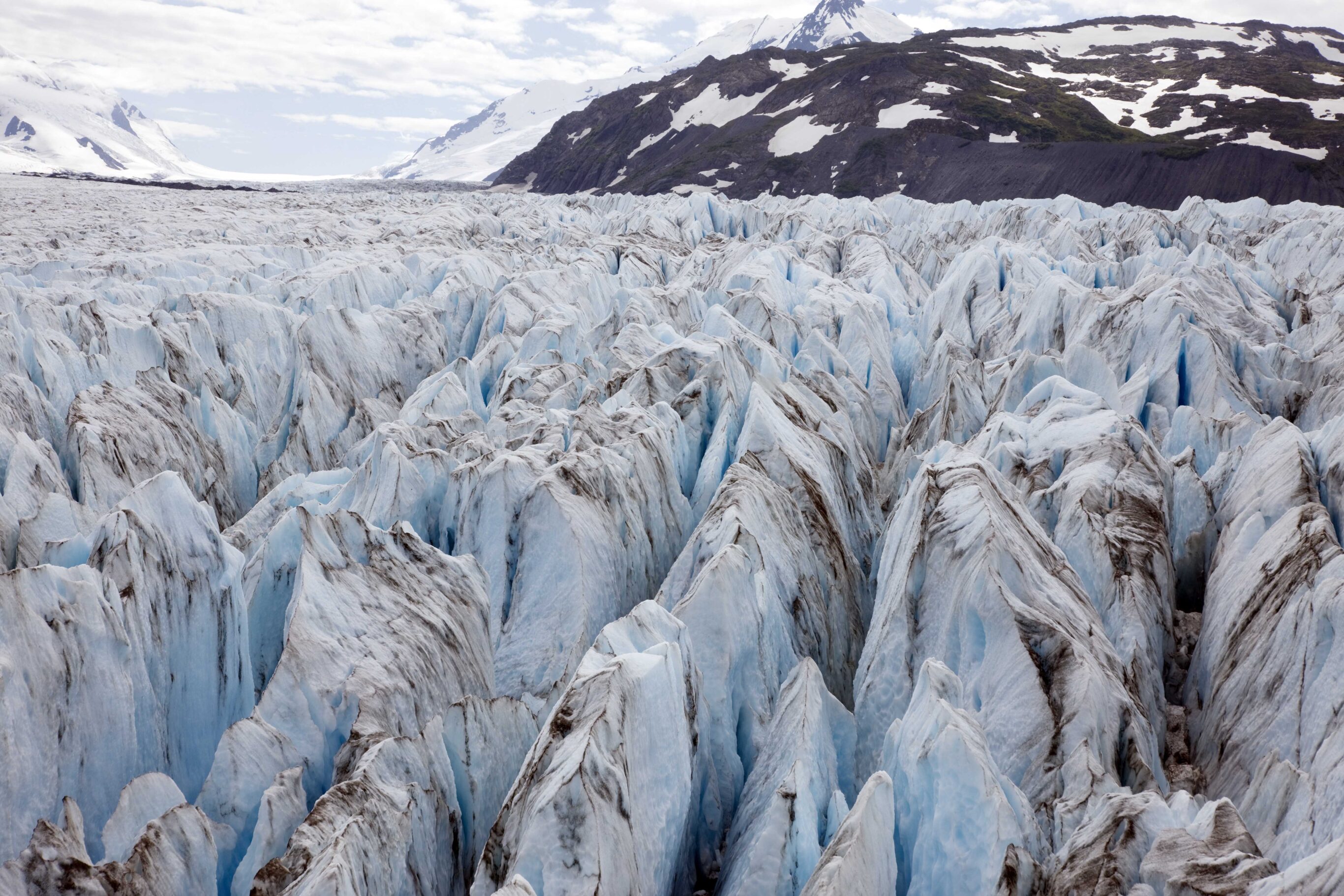 Aerial details of Glacier Prince William Sound Alaska