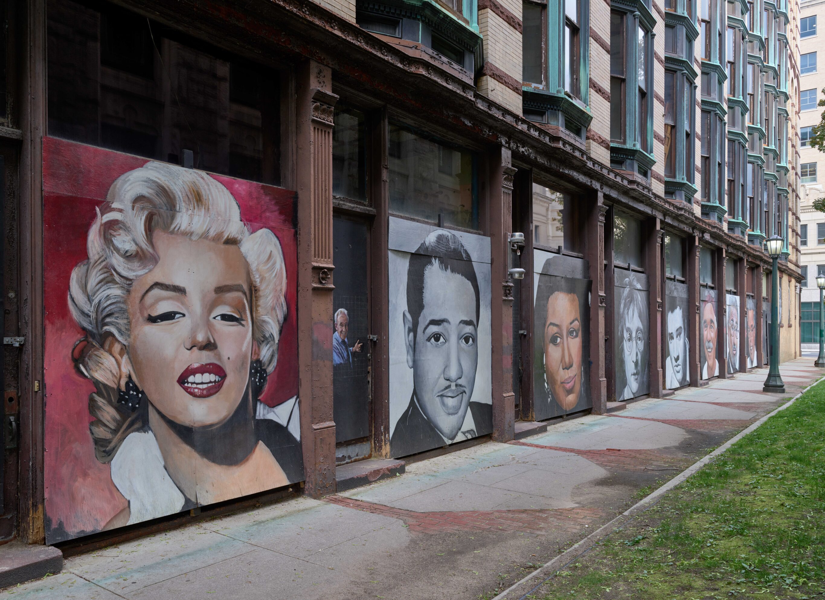 Panels of a blocklong murals, Springfield, MA