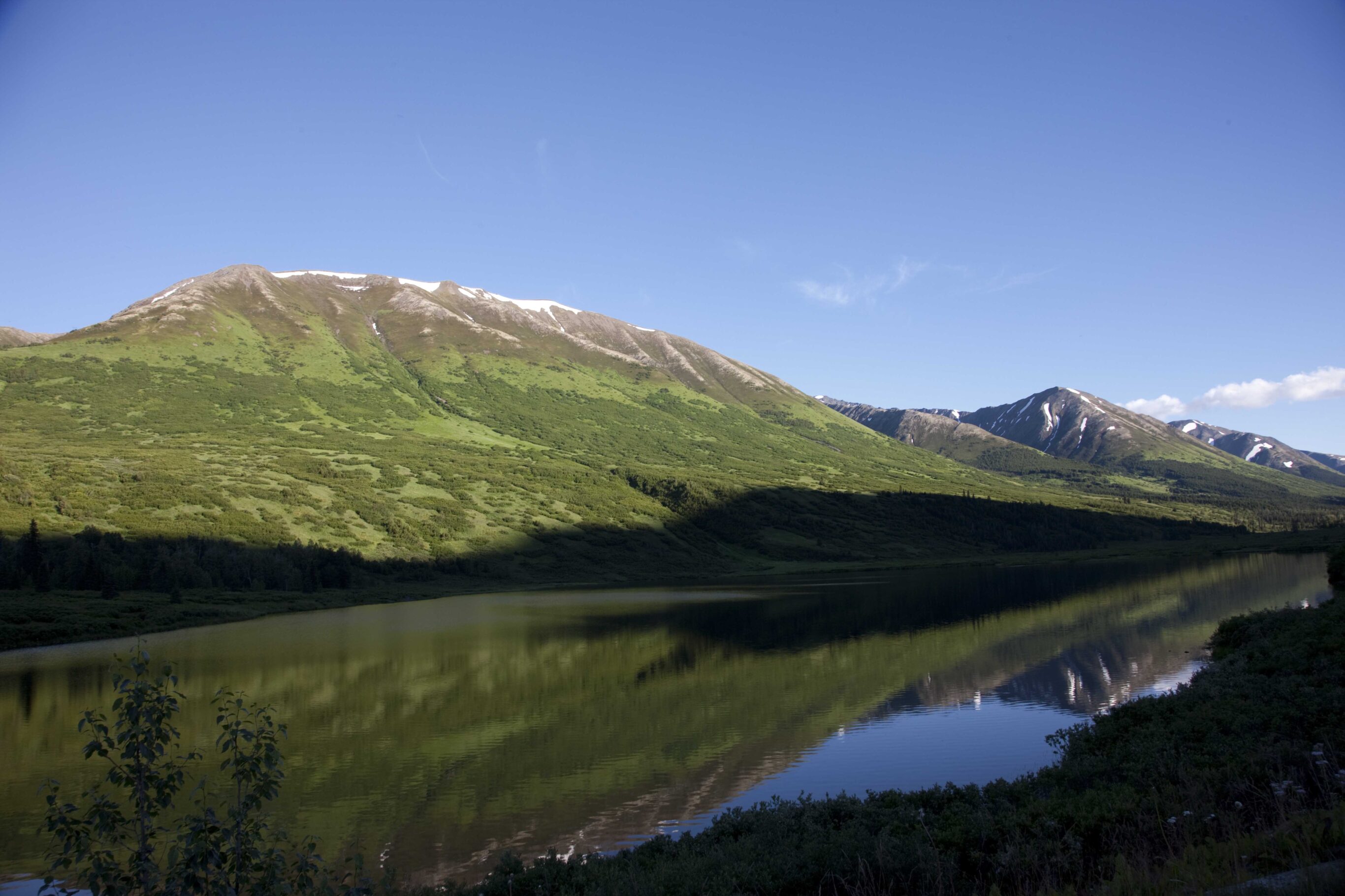 Scenic view from the Seward Highway in the Chugach National Fore